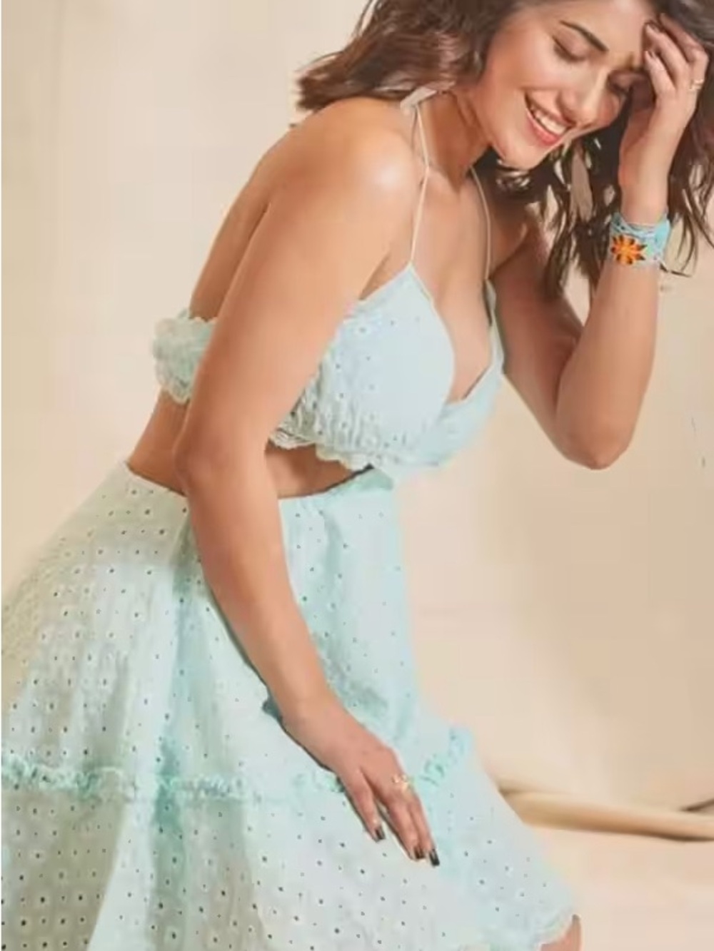 Forever 21 Mint Eyelet Cutout Mini Dress